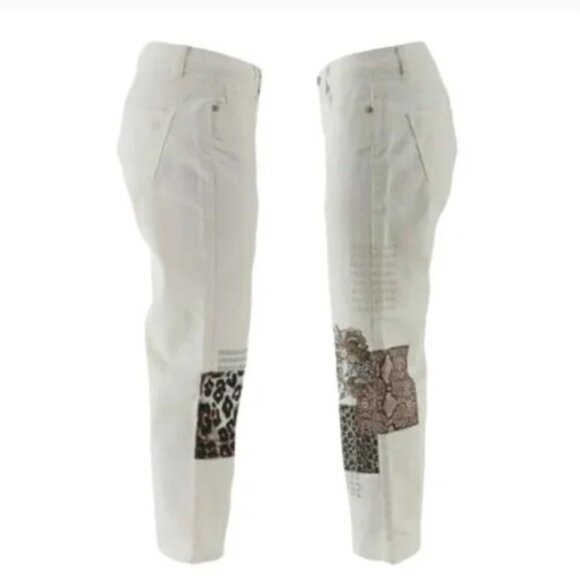 DG2 Diane Gilman White Embroidered Denim Capri Cropped Jeans Size: 20W - Picture 3 of 14